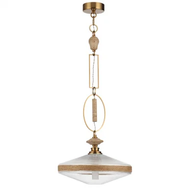 ODEON LIGHT 5441/1 PENDANT ODL_EX26 сатинированн.латунь/прозрачн./металл/стекло/травертин/веревка По